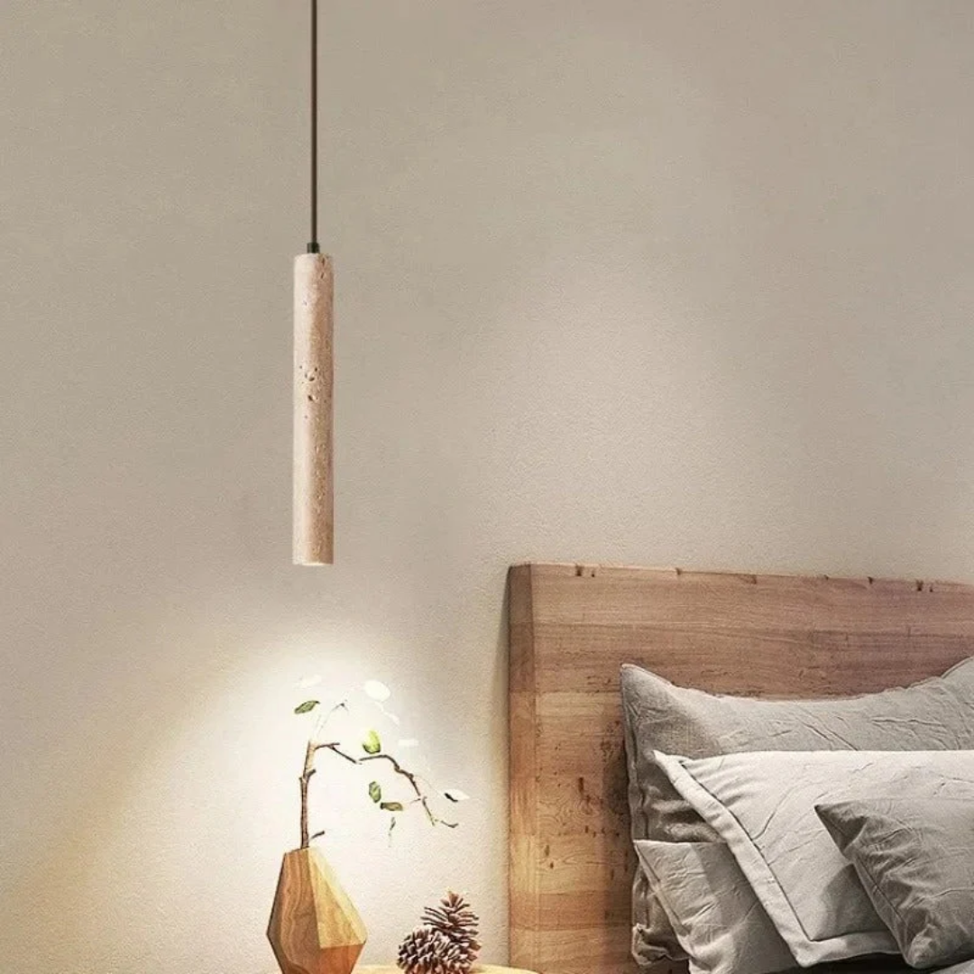 Lámpara colgante LED de travertino estilo wabi-sabi minimalista