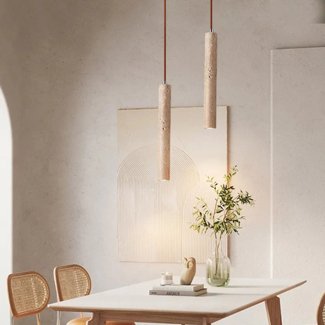 Lámpara colgante LED de travertino estilo wabi-sabi minimalista