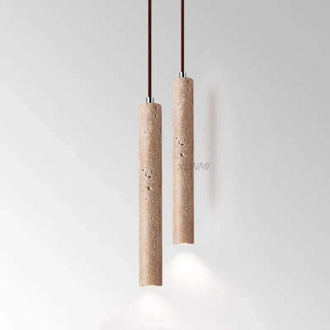 Lámpara colgante LED de travertino estilo wabi-sabi minimalista