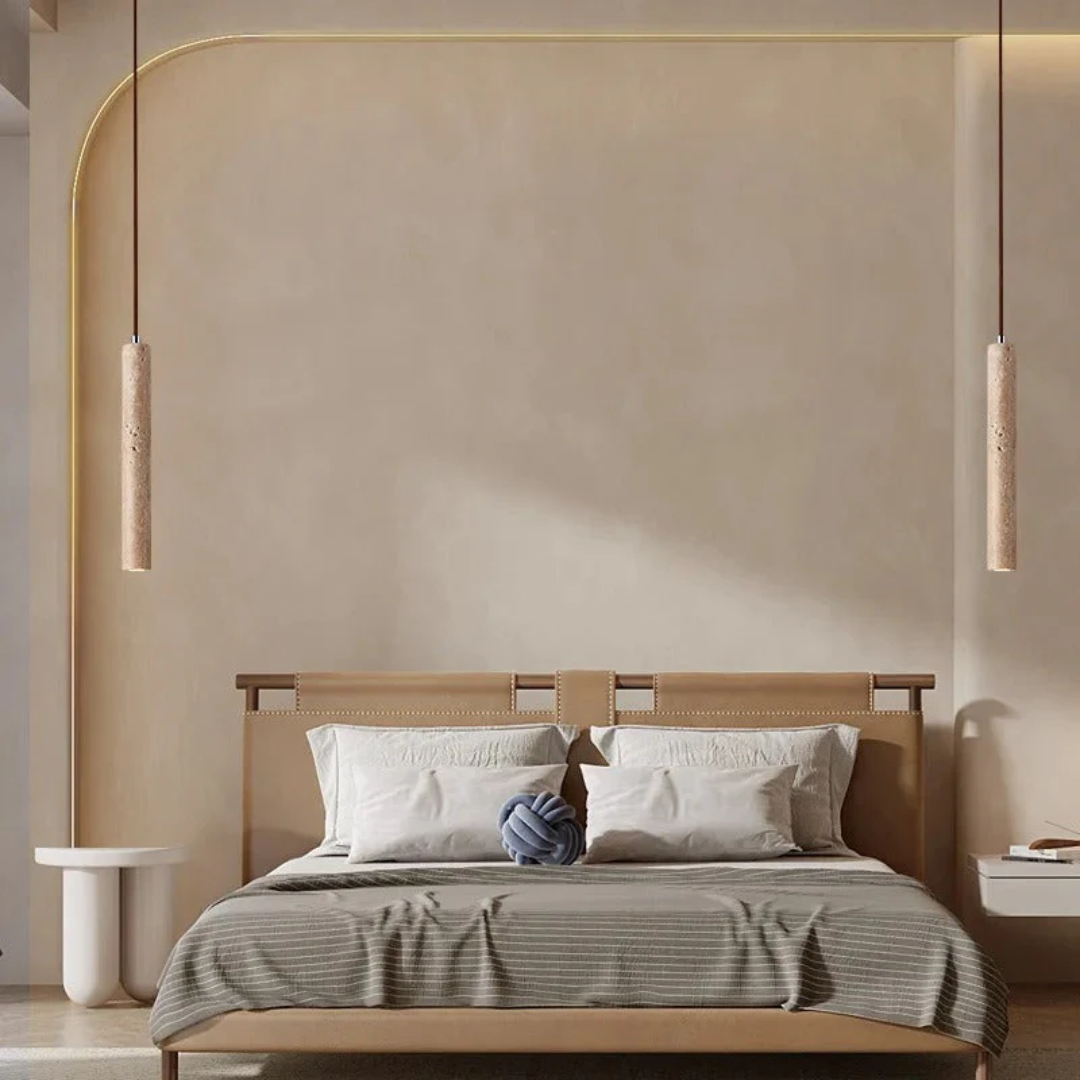 Lámpara colgante LED de travertino estilo wabi-sabi minimalista