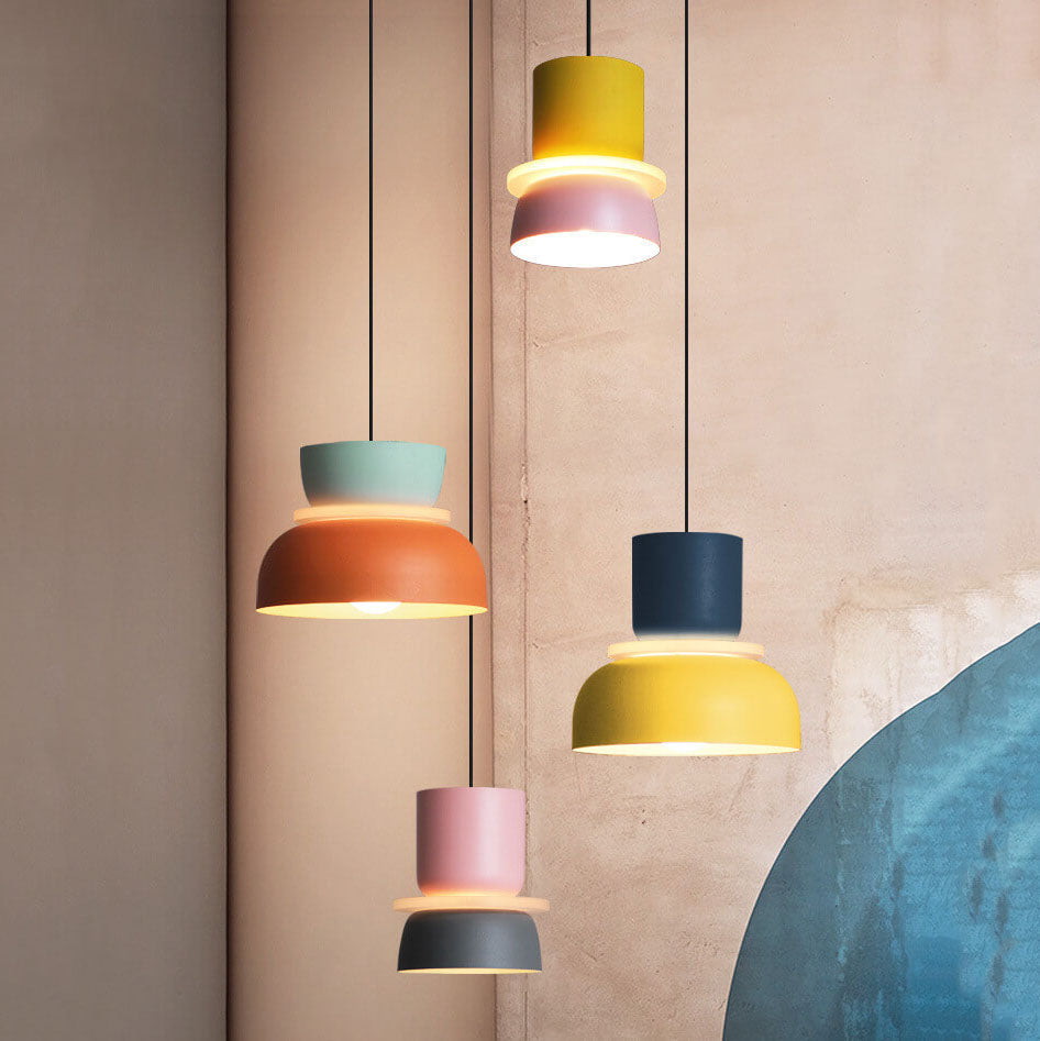 Lámpara colgante LED Macaron con diseño de colores de estilo escandinavo