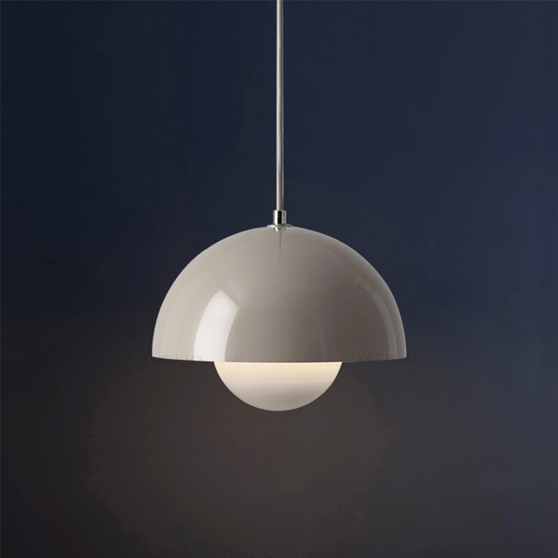 Lámpara colgante nórdica con pantalla metálica en cúpula - Lámpara de techo ajustable para iluminación de cocina escandinava