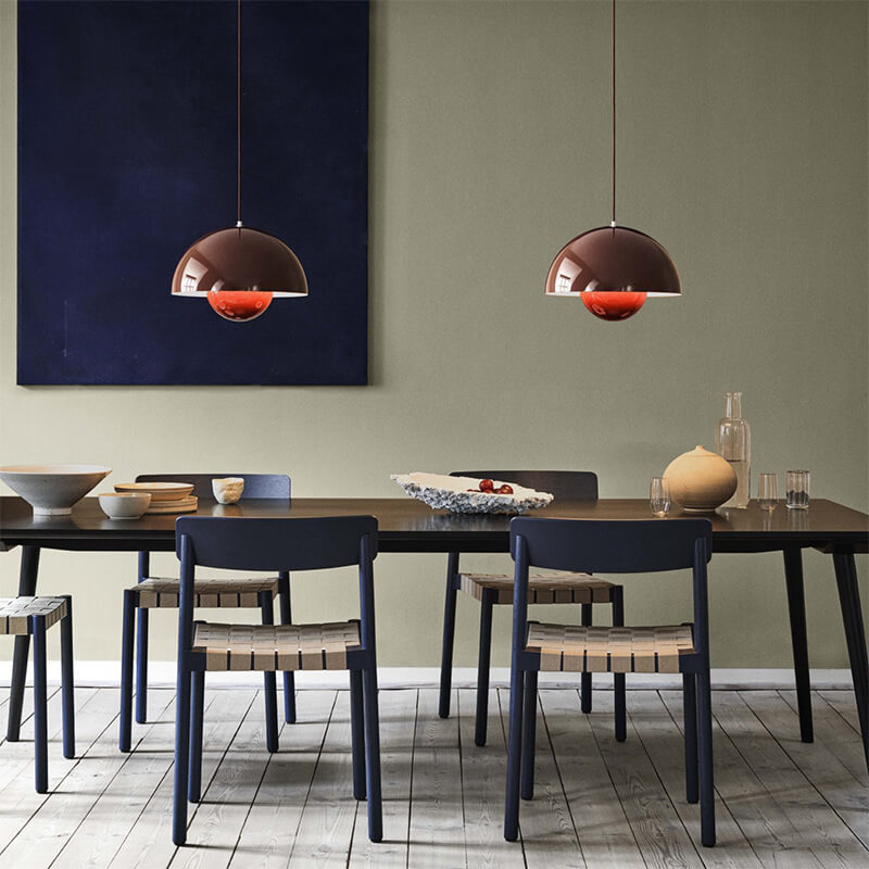 Lámpara colgante nórdica con pantalla metálica en cúpula - Lámpara de techo ajustable para iluminación de cocina escandinava