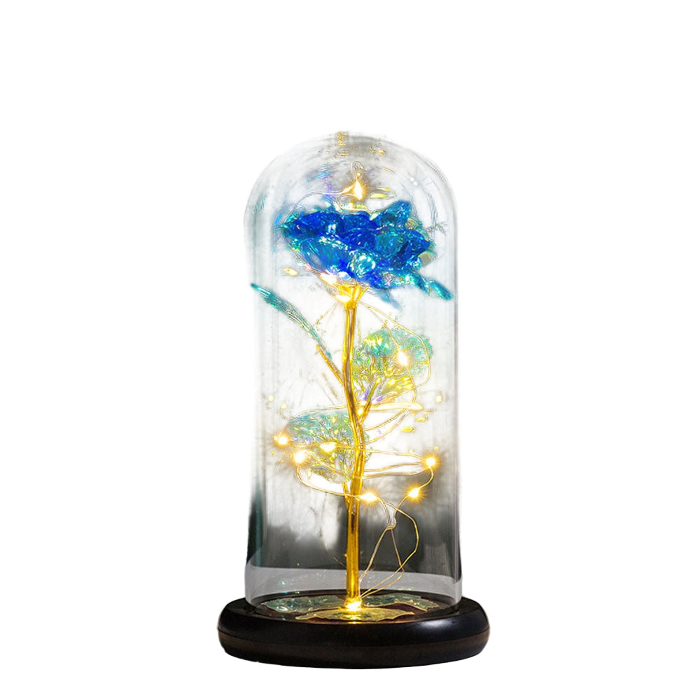 Lámpara con rosa eterna en cúpula de cristal