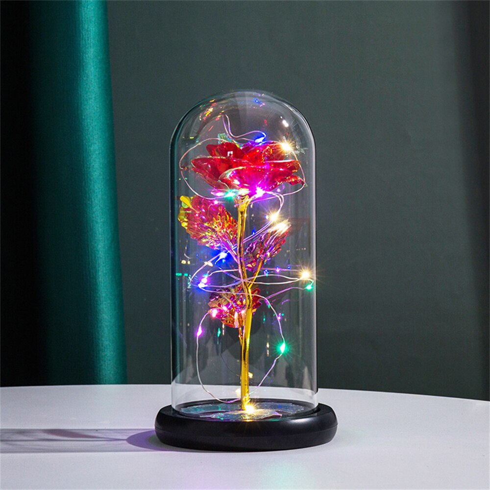 Lámpara con rosa eterna en cúpula de cristal