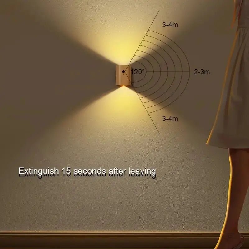 Lámpara de madera con sensor de movimiento y batería recargable