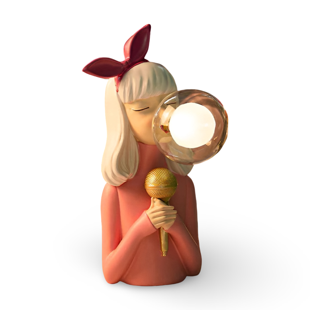 Lámpara de mesa de figura de niña de dibujos animados encantadora