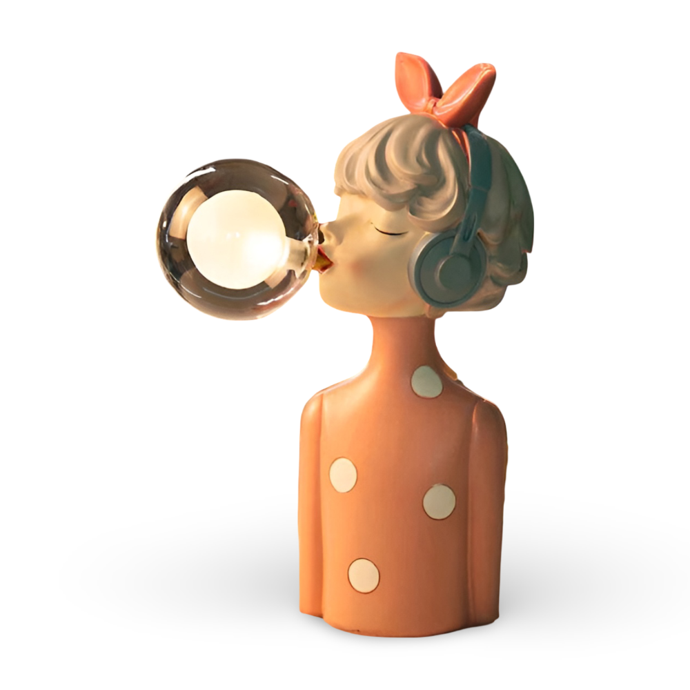 Lámpara de mesa de figura de niña de dibujos animados encantadora