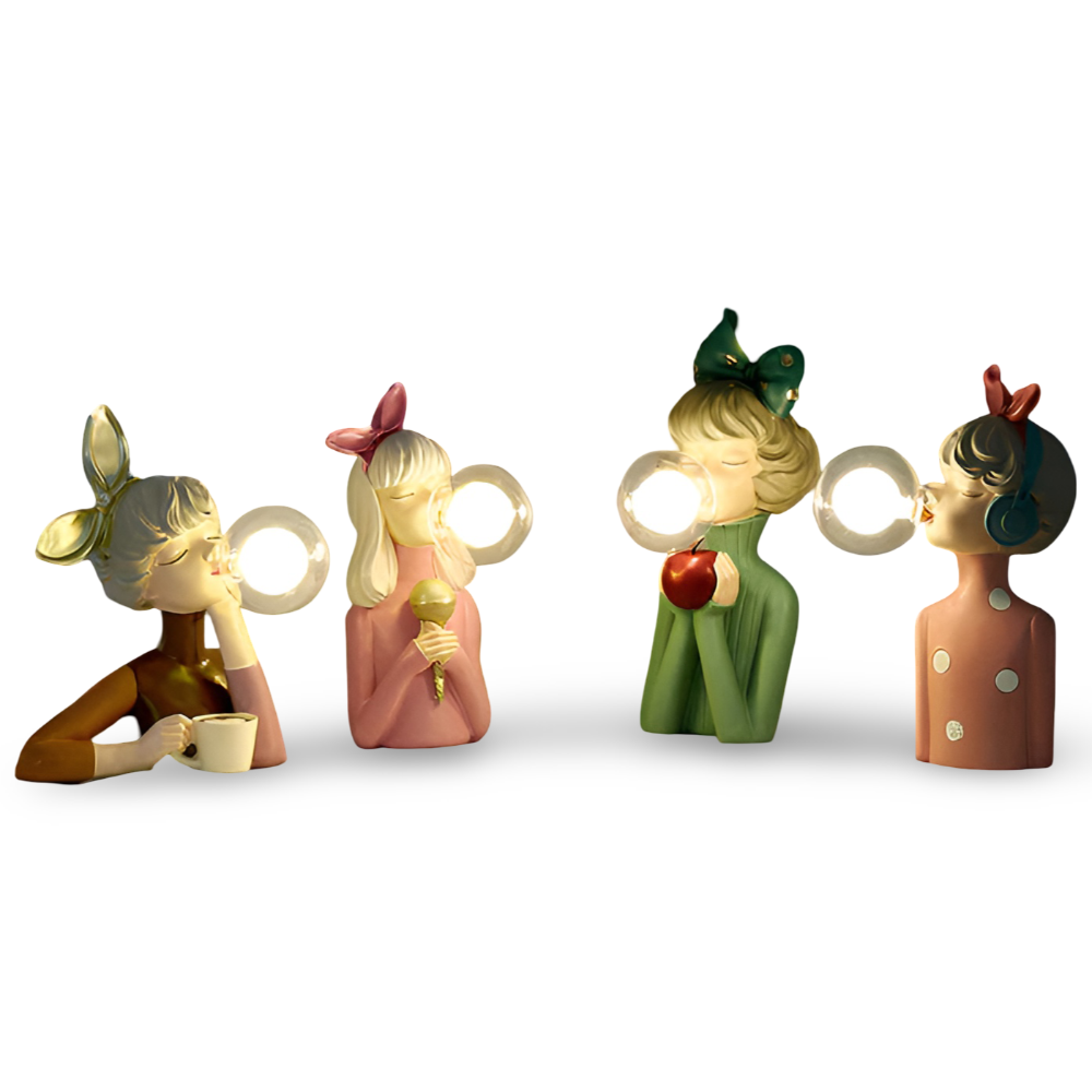 Lámpara de mesa de figura de niña de dibujos animados encantadora