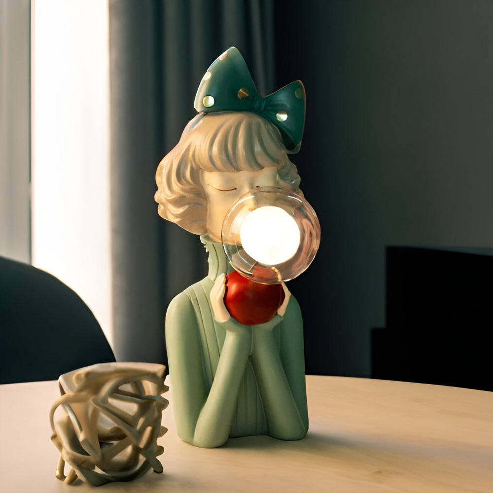 Lámpara de mesa de figura de niña de dibujos animados encantadora