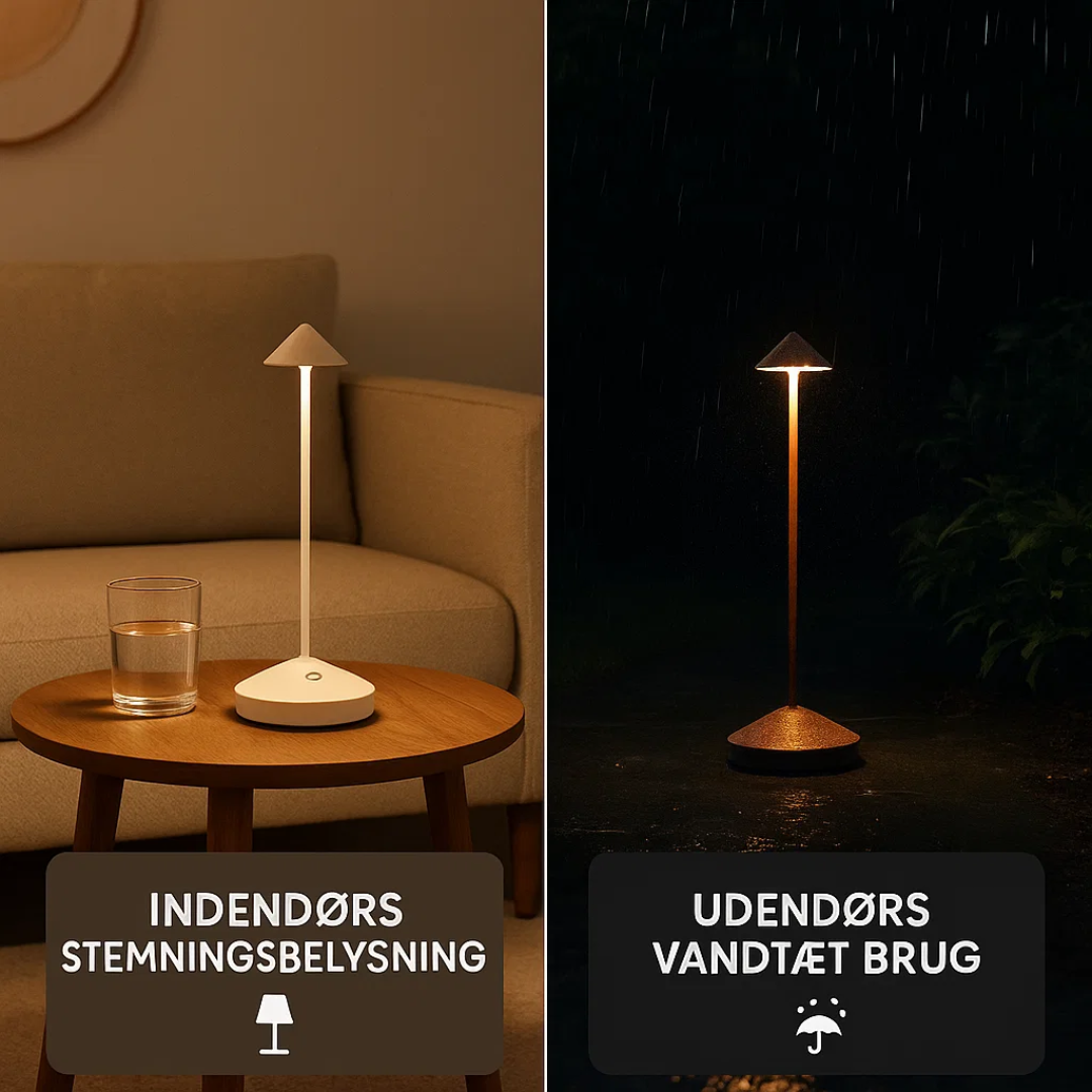 Lámpara de mesa inalámbrica con iluminación regulable y diseño resistente al agua