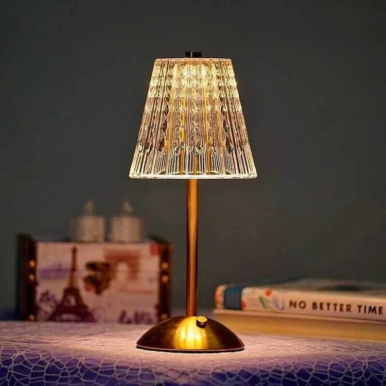 Lámpara de mesa LED de cristal recargable e inalámbrica