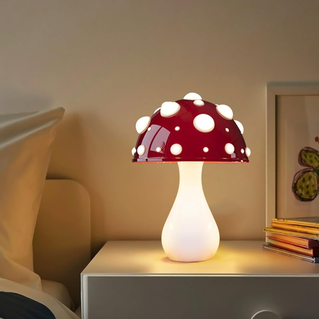 Lámpara de mesa LED en diseño de seta con luz blanca cálida