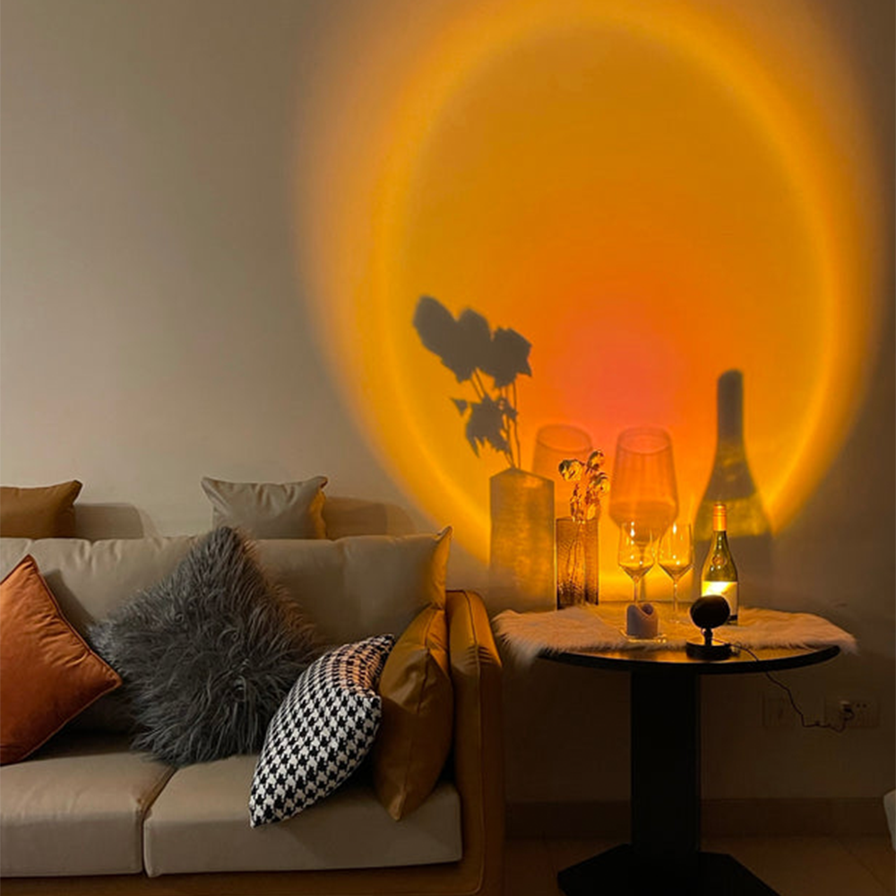 Lámpara de mesa LED retro con efecto atardecer