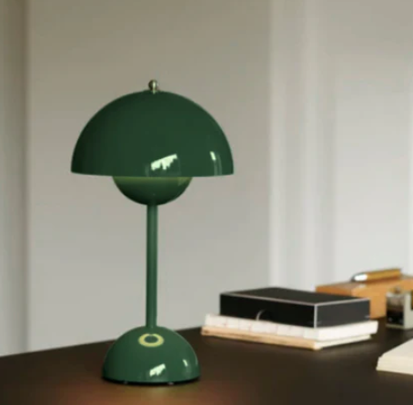 Lámpara de mesa LED retro inalámbrica con diseño de sombrilla