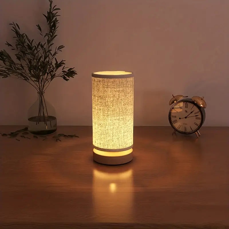 Lámpara de noche de mesa de madera minimalista con luz cálida suave