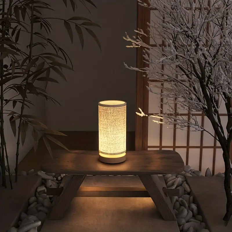Lámpara de noche de mesa de madera minimalista con luz cálida suave