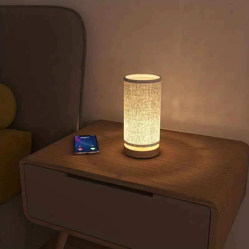 Lámpara de noche de mesa de madera minimalista con luz cálida suave