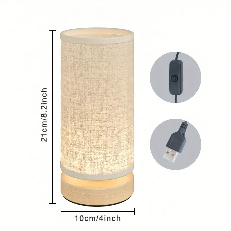 Lámpara de noche de mesa de madera minimalista con luz cálida suave