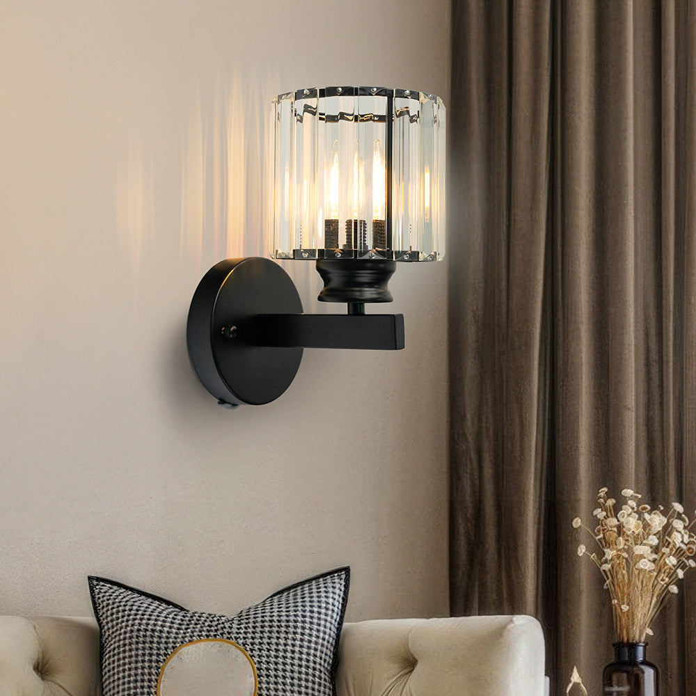 Lámpara de pared de cristal | Aplique moderno de vidrio e hierro