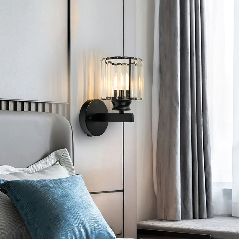 Lámpara de pared de cristal | Aplique moderno de vidrio e hierro
