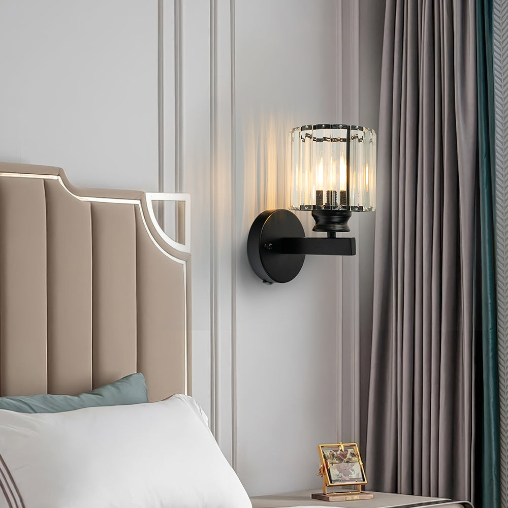 Lámpara de pared de cristal | Aplique moderno de vidrio e hierro