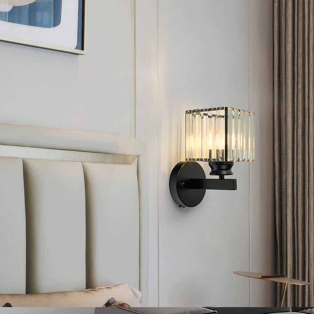 Lámpara de pared de cristal | Aplique moderno de vidrio e hierro