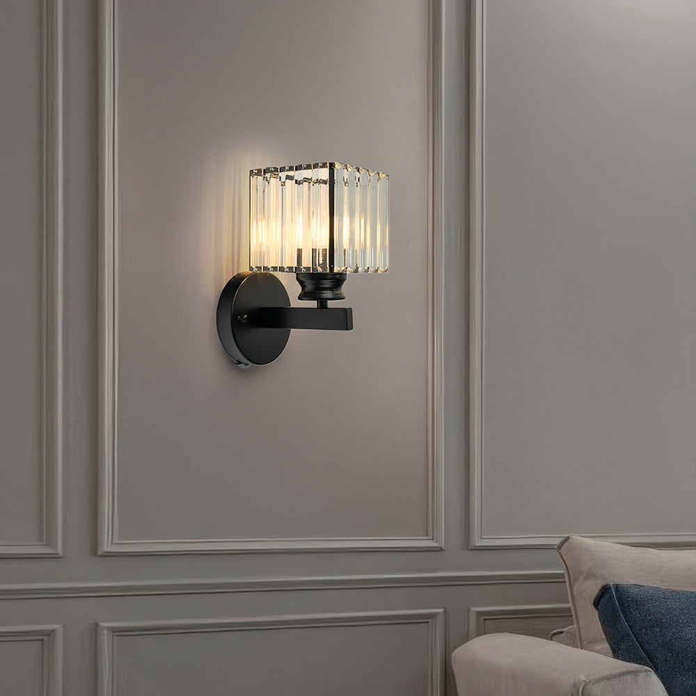 Lámpara de pared de cristal | Aplique moderno de vidrio e hierro