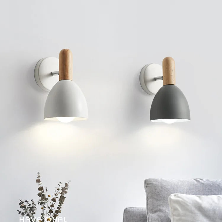 Lámpara de pared de madera de estilo nórdico | Luz nocturna ajustable