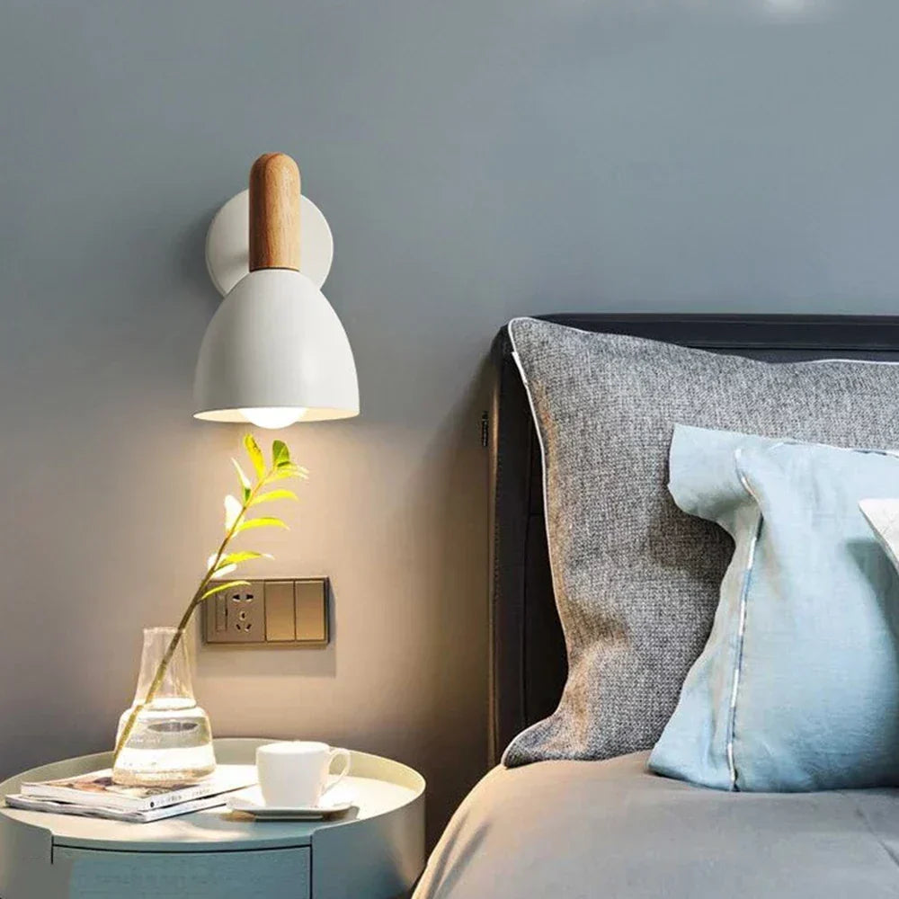 Lámpara de pared de madera de estilo nórdico | Luz nocturna ajustable