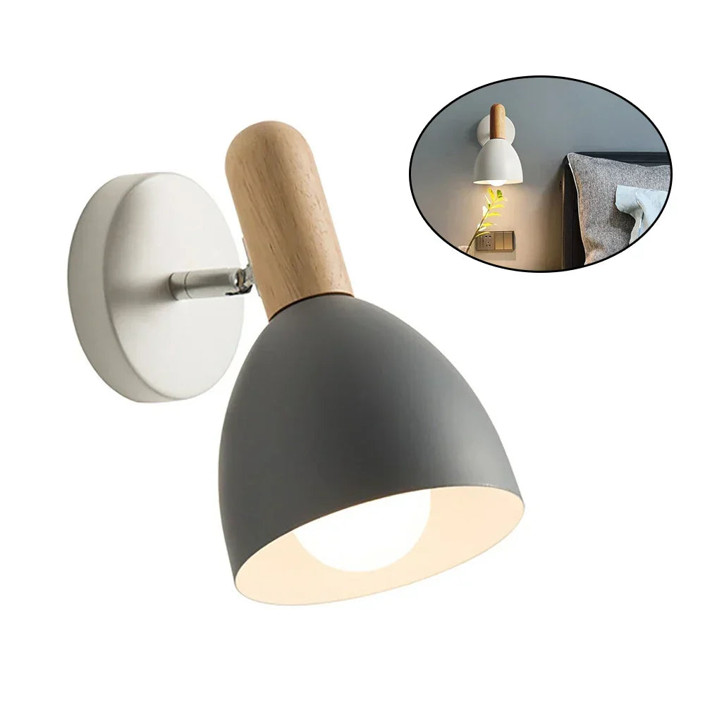 Lámpara de pared de madera de estilo nórdico | Luz nocturna ajustable