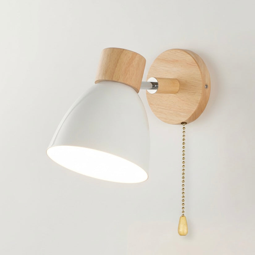 Lámpara de pared de metal y madera | Diseño cónico | E27 | Instalación fija | 230V | Estilo escandinavo minimalista