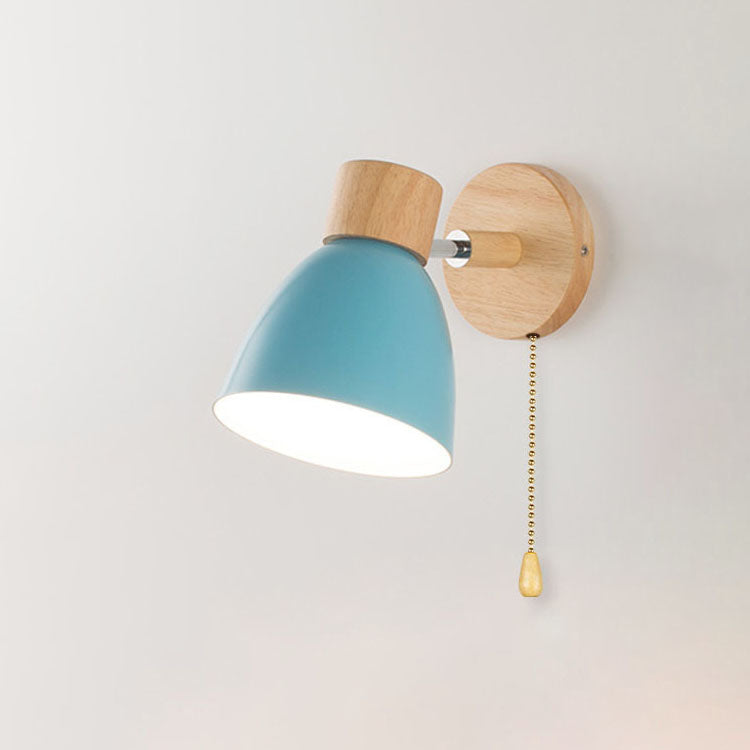 Lámpara de pared de metal y madera | Diseño cónico | E27 | Instalación fija | 230V | Estilo escandinavo minimalista