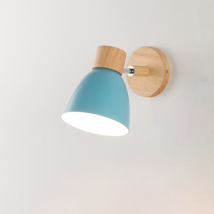 Lámpara de pared de metal y madera | Diseño cónico | E27 | Instalación fija | 230V | Estilo escandinavo minimalista