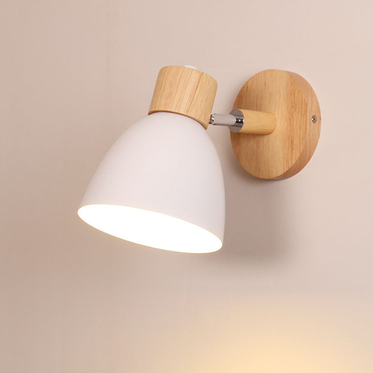 Lámpara de pared de metal y madera | Diseño cónico | E27 | Instalación fija | 230V | Estilo escandinavo minimalista