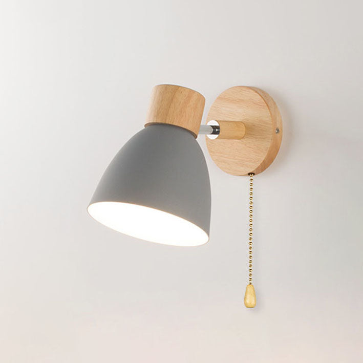 Lámpara de pared de metal y madera | Diseño cónico | E27 | Instalación fija | 230V | Estilo escandinavo minimalista