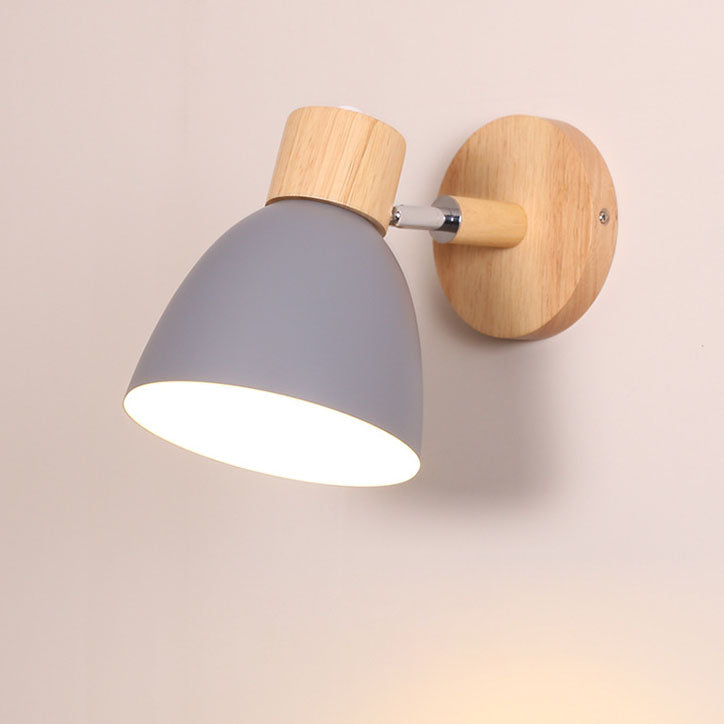 Lámpara de pared de metal y madera | Diseño cónico | E27 | Instalación fija | 230V | Estilo escandinavo minimalista
