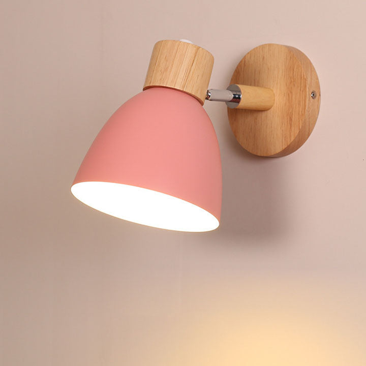 Lámpara de pared de metal y madera | Diseño cónico | E27 | Instalación fija | 230V | Estilo escandinavo minimalista