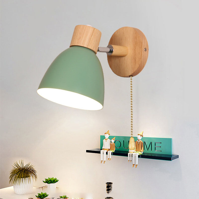 Lámpara de pared de metal y madera | Diseño cónico | E27 | Instalación fija | 230V | Estilo escandinavo minimalista