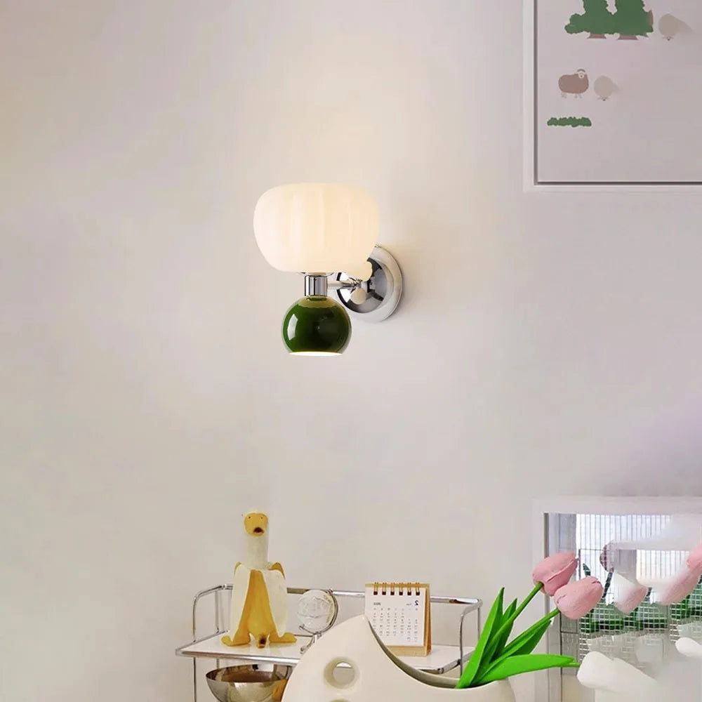 Lámpara de Pared Escandinava con Diseño de Calabaza | Aplique Moderno de Cristal y Metal