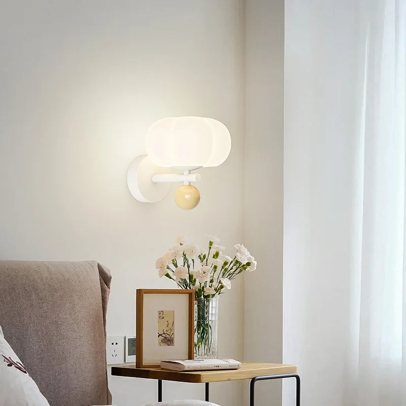 Lámpara de Pared Escandinava con Diseño de Calabaza | Aplique Moderno de Cristal y Metal