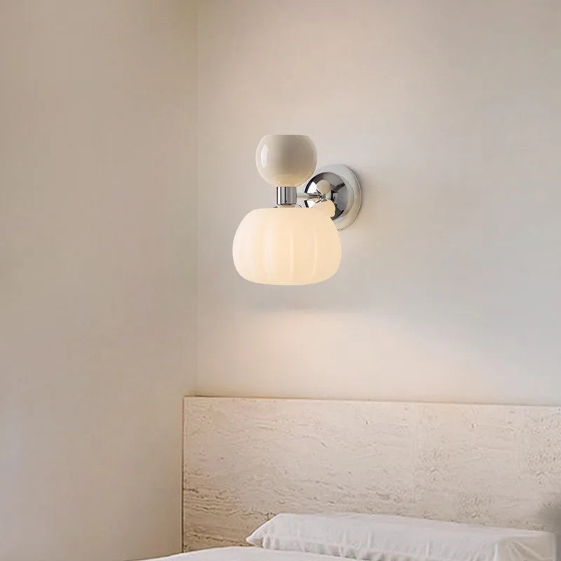 Lámpara de Pared Escandinava con Diseño de Calabaza | Aplique Moderno de Cristal y Metal