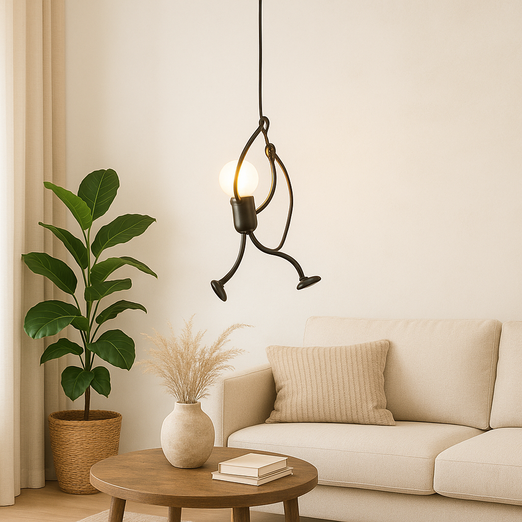 Lámpara de pared única: escultura de hombre escalador de diseño industrial, iluminación de pared escandinava