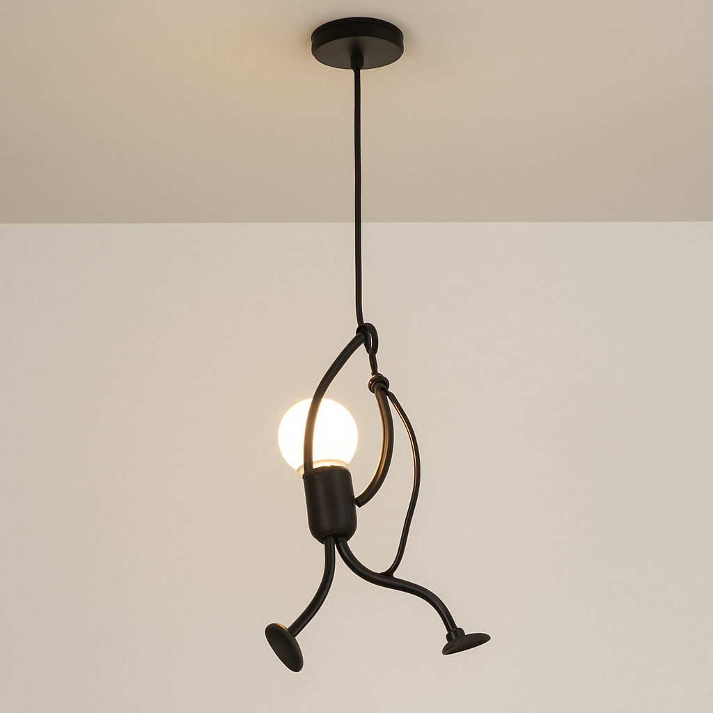Lámpara de pared única: escultura de hombre escalador de diseño industrial, iluminación de pared escandinava