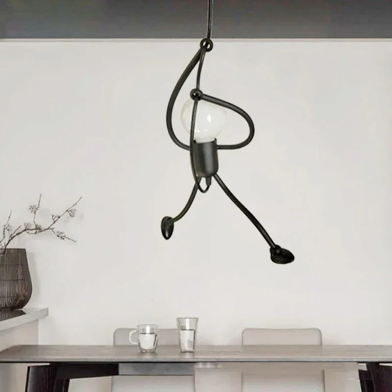 Lámpara de pared única: escultura de hombre escalador de diseño industrial, iluminación de pared escandinava
