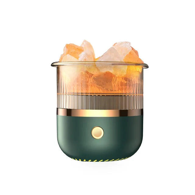 Lámpara de sal del Himalaya y difusor de aceites esenciales, humidificador de aire ultrasónico USB para el hogar y la oficina