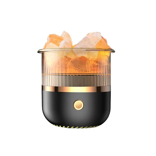 Lámpara de sal del Himalaya y difusor de aceites esenciales, humidificador de aire ultrasónico USB para el hogar y la oficina