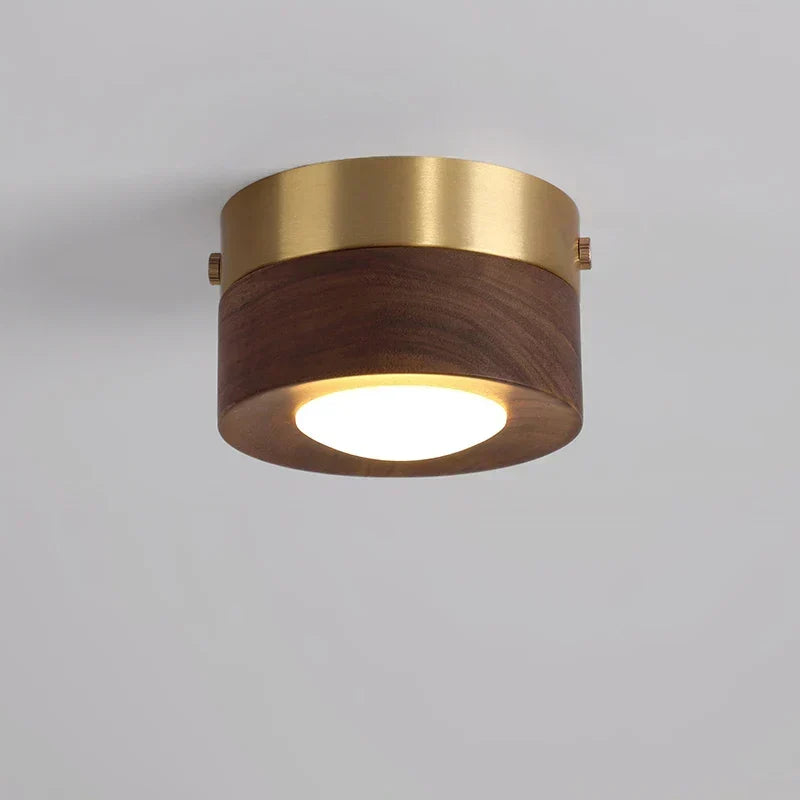 Lámpara de techo de madera de nogal con foco LED