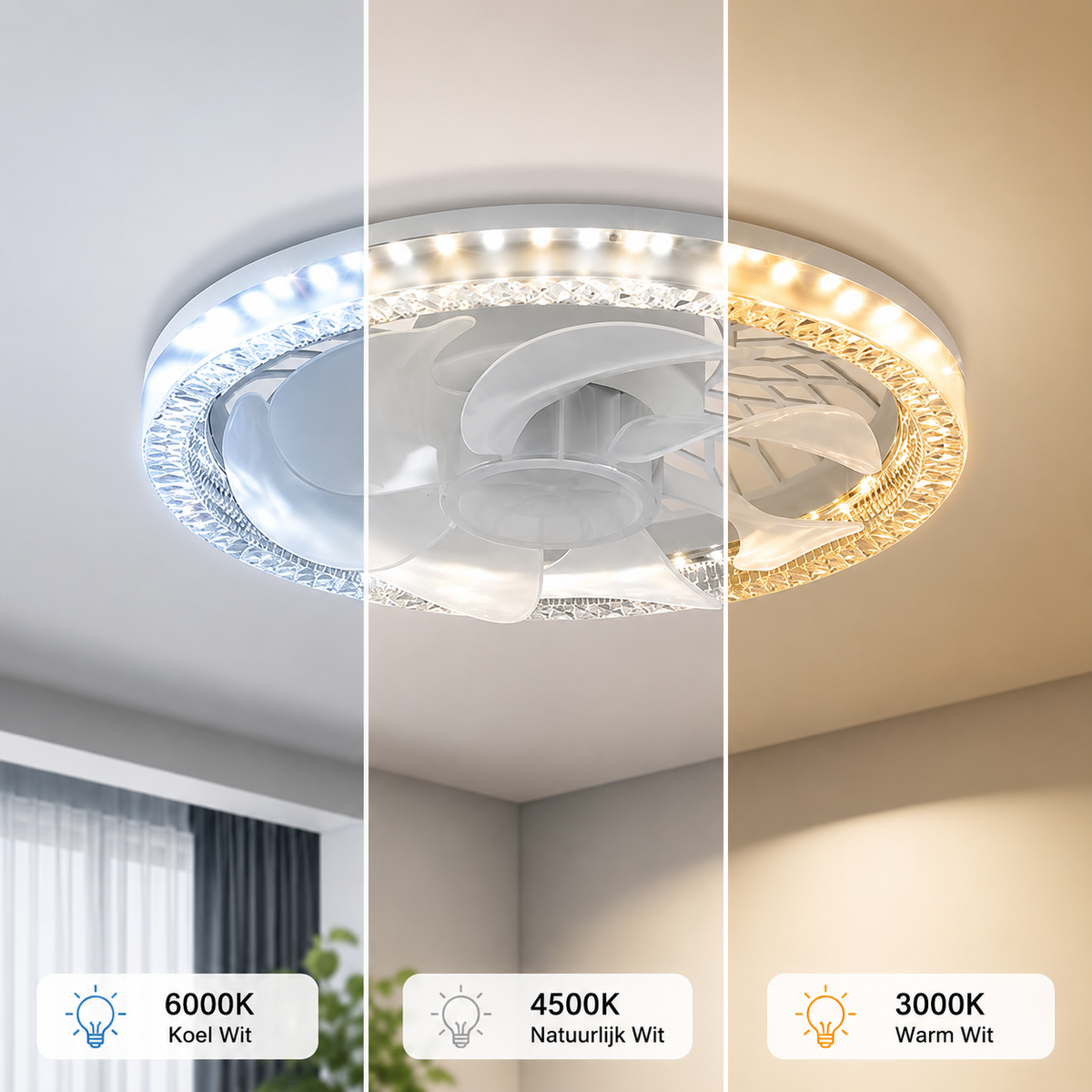 Lámpara de techo inteligente RGB regulable con WiFi para salón