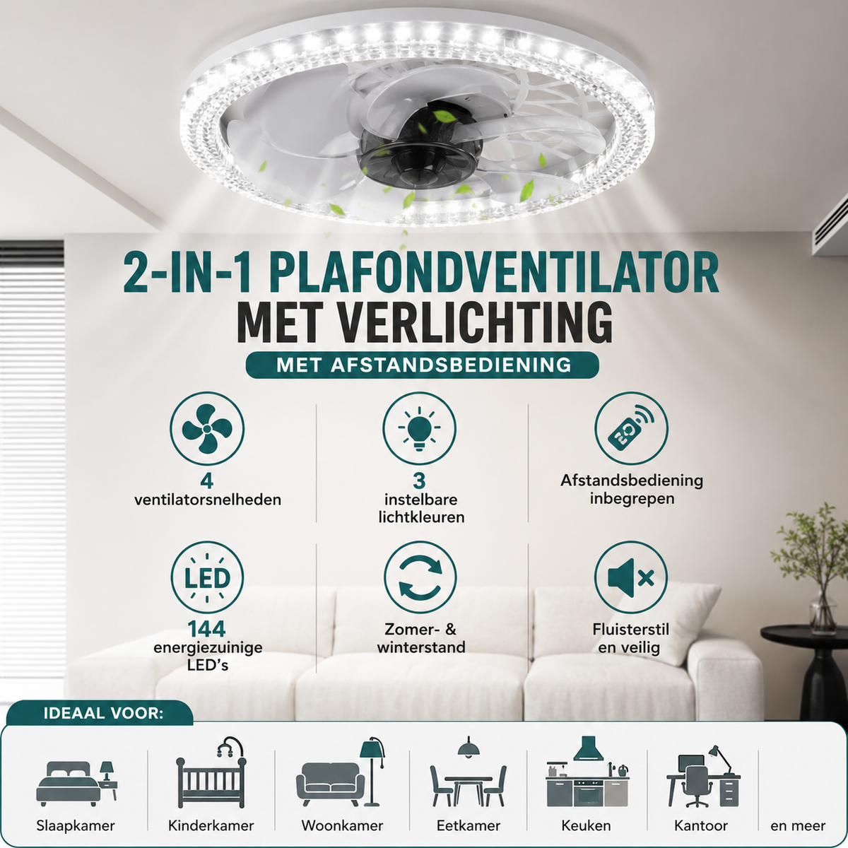 Lámpara de techo inteligente RGB regulable con WiFi para salón